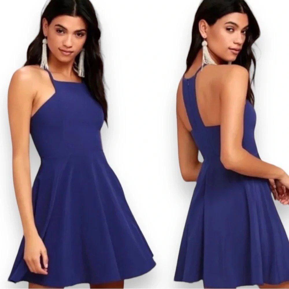 LULUS Call To Charms Royal Blue Skater Dress Medium | EUC